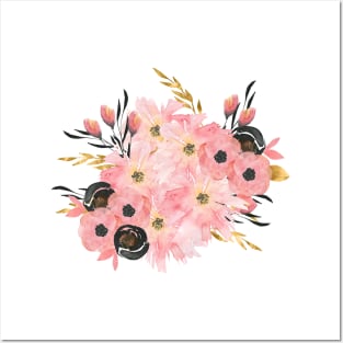 Pretty Pink Watercolor Bouquet Posters and Art